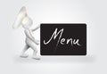 3D Chef small people with a menu sign logo Royalty Free Stock Photo