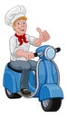 Chef Moped Scooter Food Delivery Man Cartoon Royalty Free Stock Photo