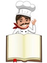 Chef ok gesture blank cook book isolated Royalty Free Stock Photo