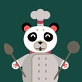 Chef Panda in flat cartoon style