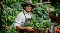 Chef picking fresh organic vegetables at a picturesque farm for culinary creations