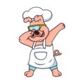 chef pig are dubbing with cool glasses Royalty Free Stock Photo