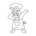 chef pig are dubbing with glasses line art