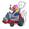 Chef Pig riding an BBQ barrelChef Pig riding an BBQ barrel Royalty Free Stock Photo
