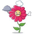 Chef pink flower character cartoon