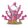 Chef pink seaweed cartoons under the sea