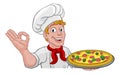 Chef Pizza Cook Man Cartoon Peeking Over Sign Royalty Free Stock Photo