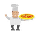 Chef holding a pizza