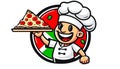 Pizza chef, pizzeria logo isolated, generative AI.