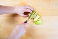 Chef prepare apple in the kitchen Royalty Free Stock Photo