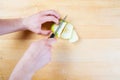 Chef prepare apple in the kitchen Royalty Free Stock Photo