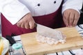 Chef prepared chopping chicken before cooking Royalty Free Stock Photo