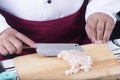 Chef prepared chopping chicken before cooking Royalty Free Stock Photo