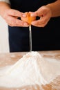 The chef prepares the dough - the process of making dough in the kitchen Royalty Free Stock Photo