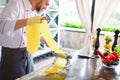 The chef prepares the paste for the visitors. Royalty Free Stock Photo