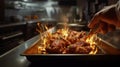 a chef preparing a batch of chicken wings in a restaurant kitchen, AI Generated