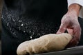 Chef Preparing dough, Making dough by male hands at bakery Royalty Free Stock Photo