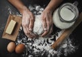 Chef preparing dough Royalty Free Stock Photo