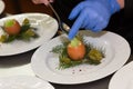 Chef preparing egg dish for Easter Royalty Free Stock Photo