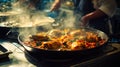 Chef preparing a flavorful stew with vegetables in a professional kitchen setting Royalty Free Stock Photo