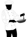 Chef preparing food in frying pan silhouette Royalty Free Stock Photo