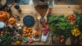 Chef preparing fresh ingredients in a rustic kitchen Royalty Free Stock Photo