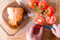 Chef preparing a gourmet salmon dinner Royalty Free Stock Photo