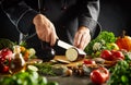 Chef preparing healthy vegetarian cuisine