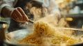 Chef preparing pasta at the kitchen Royalty Free Stock Photo