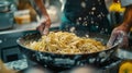 Chef preparing pasta at the kitchen Royalty Free Stock Photo