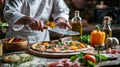 The chef preparing pizza.AI generated image Royalty Free Stock Photo