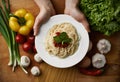 Chef preparing spaghetti Royalty Free Stock Photo