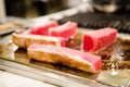 Chef preparing tuna steaks