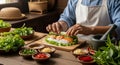 Chef Preparing Vietnamese Summer Rolls with. Royalty Free Stock Photo