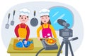 Broadcasting live event with Chefs cooking Royalty Free Stock Photo