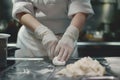 Professional chef preparing dough in kitchen Royalty Free Stock Photo