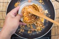 Chef putting fried rice to cup Royalty Free Stock Photo