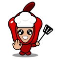 Chef red pepper costume vegetable mascot Royalty Free Stock Photo