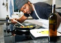 Chef in the restaurant kitchen preparing a special meal Royalty Free Stock Photo