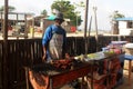 Chef roasting chicken pose for a photograph