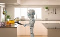 Chef robot cooking in kitchen