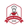 Chef with roll pin fresh dough logo