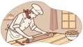 Chef Rolling Out Dough Art Vector, Pastry Making Process, vector design Generative AI Royalty Free Stock Photo