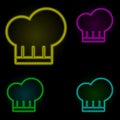 chef\'s hat neon color set icon. Simple thin line, outline vector of kitchen icons for ui and ux, website or mobile application Royalty Free Stock Photo