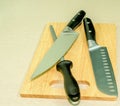 Chef`s knife, Santoku knife, and honing steel