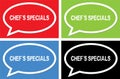 CHEF`S SPECIALS text, on ellipse speech bubble sign. Royalty Free Stock Photo