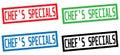 CHEF`S SPECIALS text, on rectangle border stamp sign. Royalty Free Stock Photo