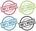 CHEF`S SPECIALS text, on round simple stamp sign. Royalty Free Stock Photo