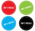 CHEF`S SPECIALS text, on round wavy border stamp badge. Royalty Free Stock Photo