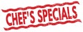 CHEF`S SPECIALS text on red lines stamp sign Royalty Free Stock Photo